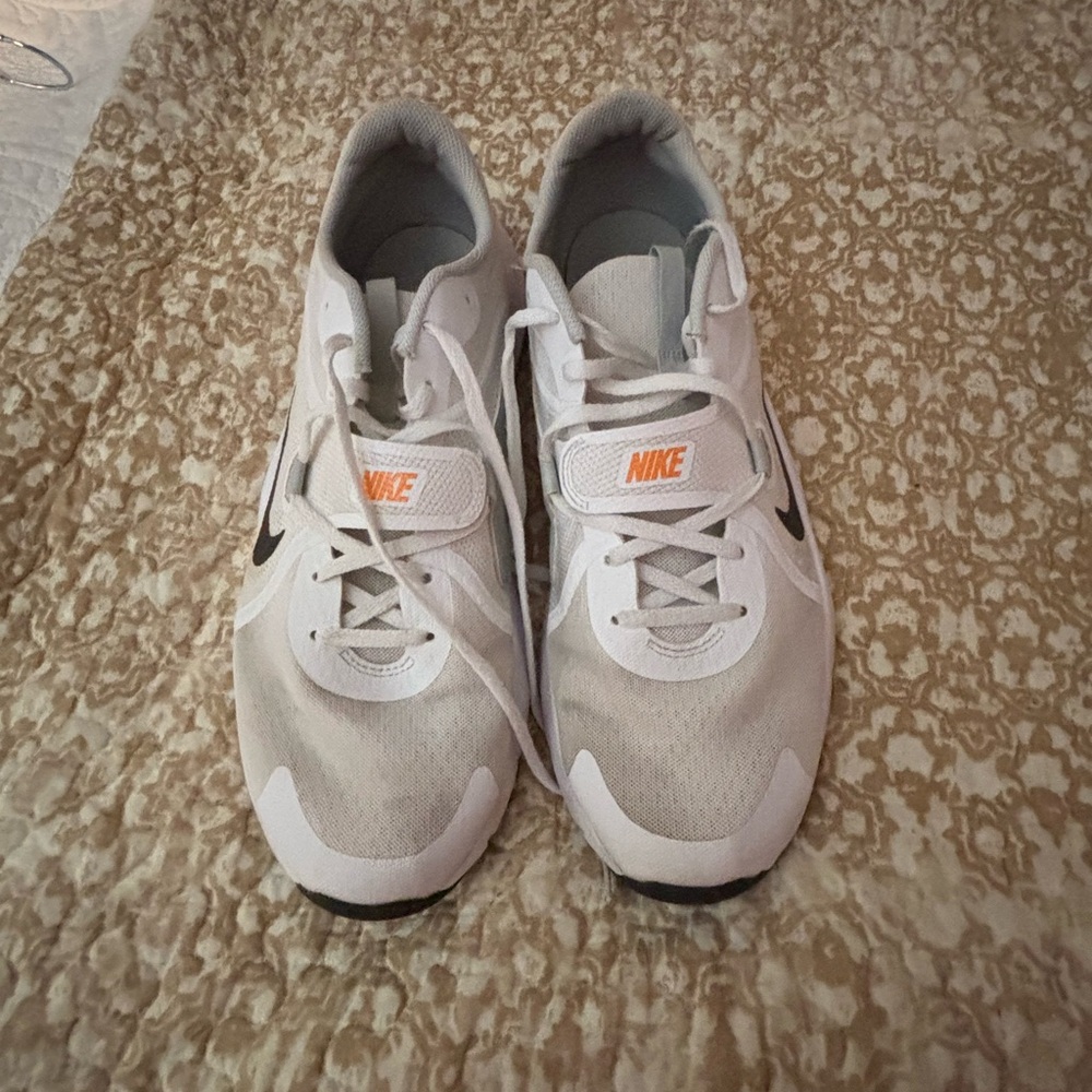Nike White & Light Gray Sneakers with Orange and Black Accents